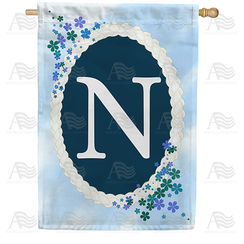 Dainty Blue Monogram House Flag