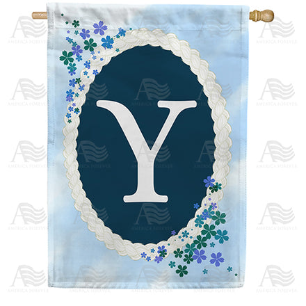 Dainty Blue Monogram House Flag