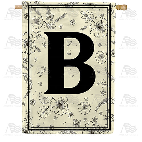 Flower Sketchings Monogram House Flag