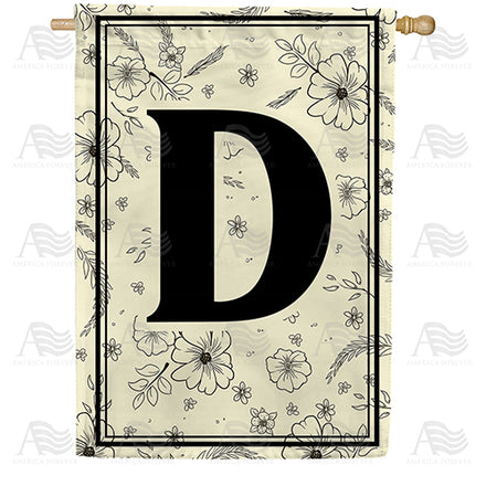 Flower Sketchings Monogram House Flag