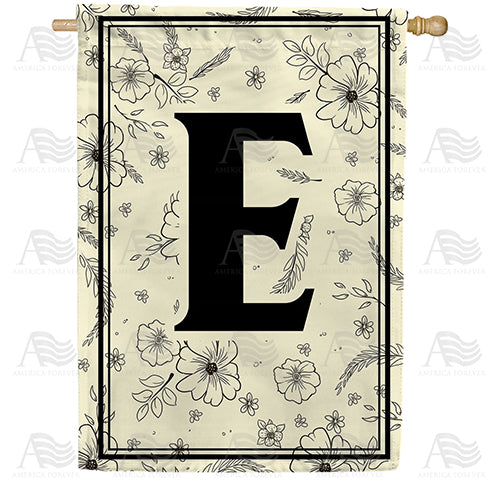 Flower Sketchings Monogram House Flag