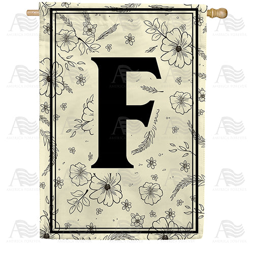 Flower Sketchings Monogram House Flag