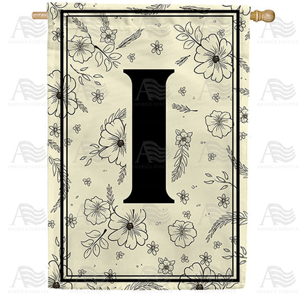 Flower Sketchings Monogram House Flag