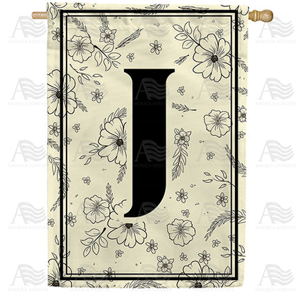 Flower Sketchings Monogram House Flag