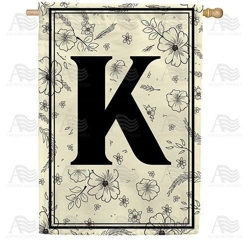 Flower Sketchings Monogram House Flag