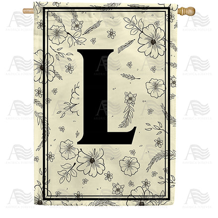 Flower Sketchings Monogram House Flag