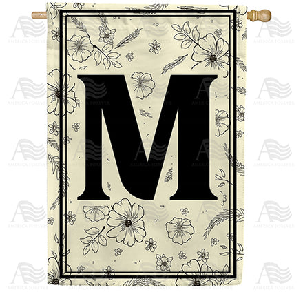 Flower Sketchings Monogram House Flag