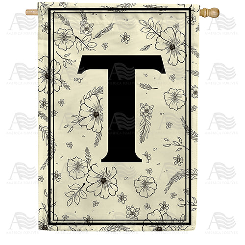 Flower Sketchings Monogram House Flag