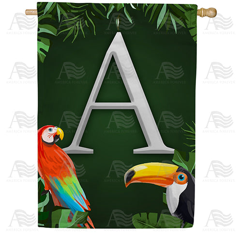 Tropical Birds Monogram House Flag