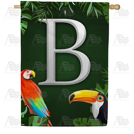 Tropical Birds Monogram House Flag