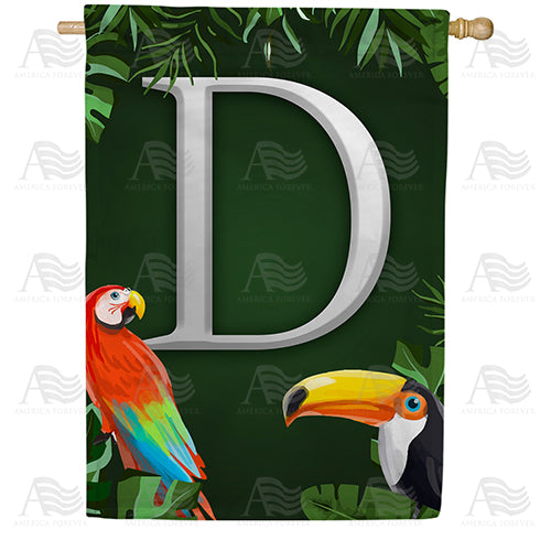 Tropical Birds Monogram House Flag