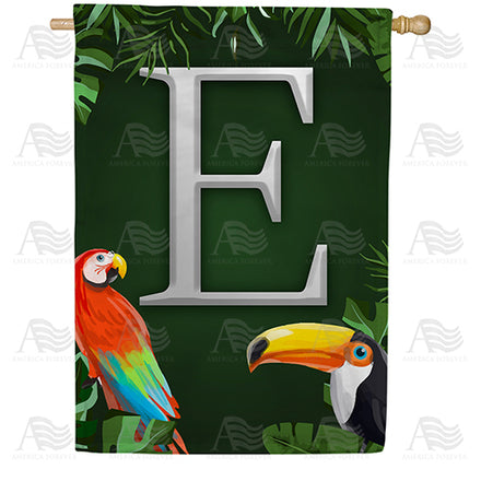 Tropical Birds Monogram House Flag