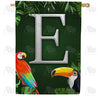 Tropical Birds Monogram House Flag