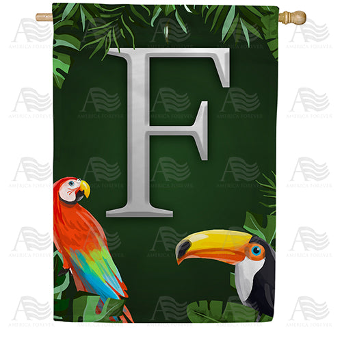 Tropical Birds Monogram House Flag