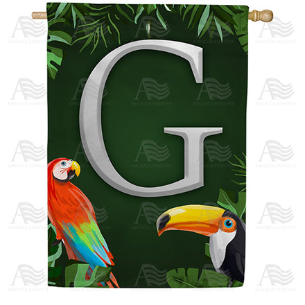 Tropical Birds Monogram House Flag