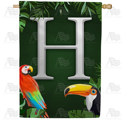 Tropical Birds Monogram House Flag