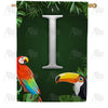 Tropical Birds Monogram House Flag