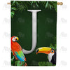 Tropical Birds Monogram House Flag