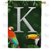 Tropical Birds Monogram House Flag