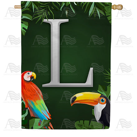 Tropical Birds Monogram House Flag