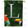 Tropical Birds Monogram House Flag