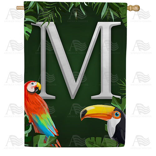 Tropical Birds Monogram House Flag