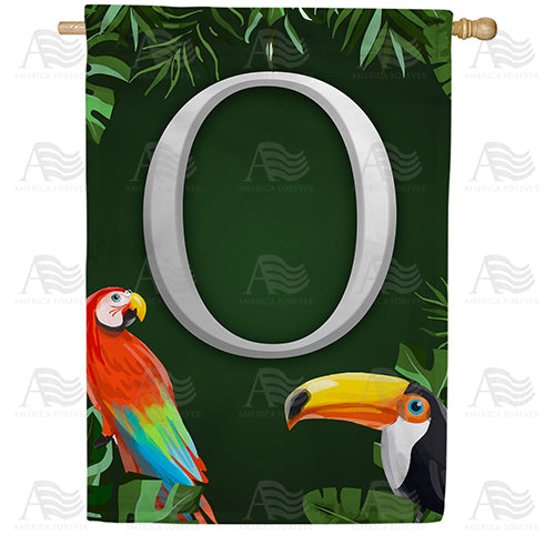 Tropical Birds Monogram House Flag