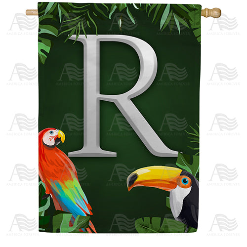 Tropical Birds Monogram House Flag