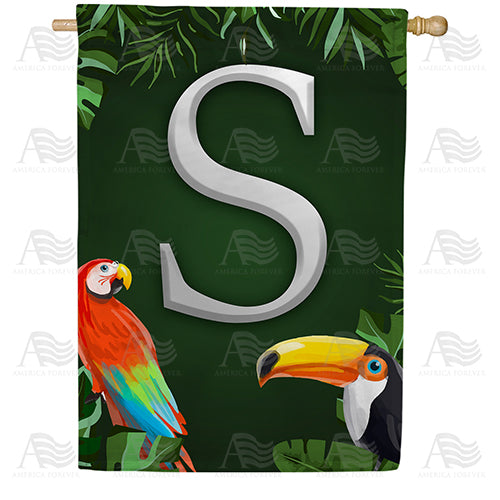 Tropical Birds Monogram House Flag