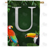 Tropical Birds Monogram House Flag