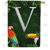 Tropical Birds Monogram House Flag