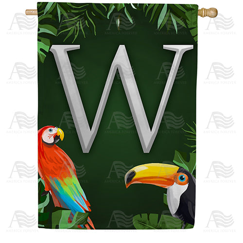 Tropical Birds Monogram House Flag