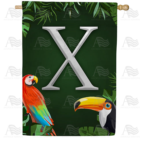 Tropical Birds Monogram House Flag