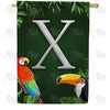 Tropical Birds Monogram House Flag