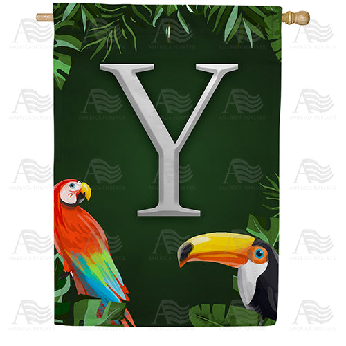 Tropical Birds Monogram House Flag