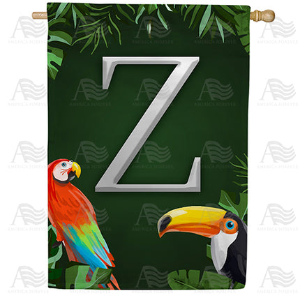 Tropical Birds Monogram House Flag