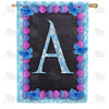 Blue And Purple Hydrangea Monogram House Flag