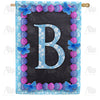 Blue And Purple Hydrangea Monogram House Flag