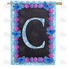 Blue And Purple Hydrangea Monogram House Flag