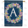 Floral Wreath Monogram House Flag