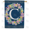 Floral Wreath Monogram House Flag