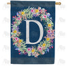 Floral Wreath Monogram House Flag