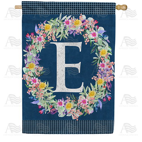 Floral Wreath Monogram House Flag