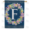 Floral Wreath Monogram House Flag