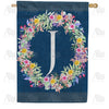 Floral Wreath Monogram House Flag