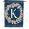 Floral Wreath Monogram House Flag