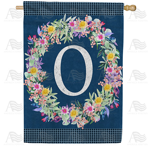 Floral Wreath Monogram House Flag