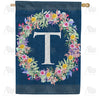 Floral Wreath Monogram House Flag