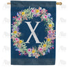 Floral Wreath Monogram House Flag