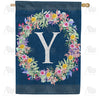 Floral Wreath Monogram House Flag